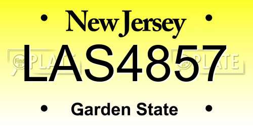 LAS4857 New Jersey License Plate