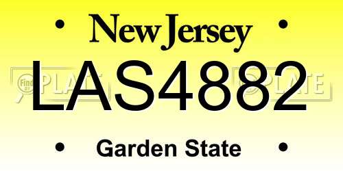 LAS4882 New Jersey License Plate
