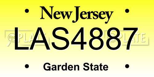 LAS4887 New Jersey License Plate