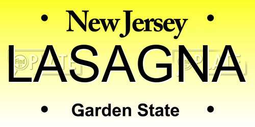 LASAGNA New Jersey License Plate