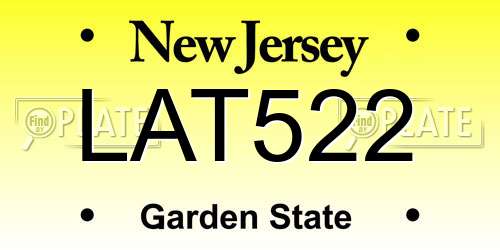 LAT522 New Jersey License Plate
