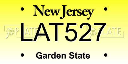 LAT527 New Jersey License Plate