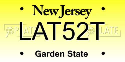 LAT52T New Jersey License Plate