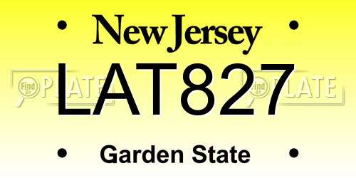 LAT827 New Jersey License Plate
