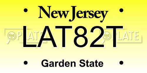LAT82T New Jersey License Plate
