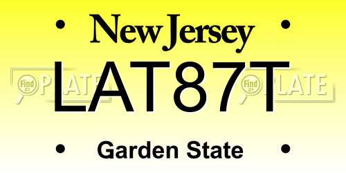 LAT87T New Jersey License Plate