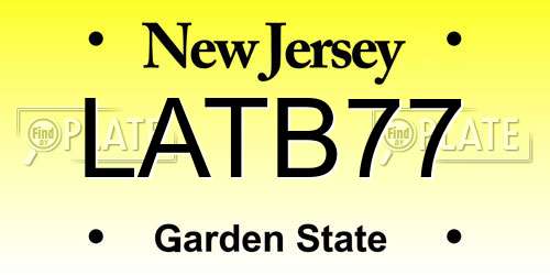 LATB77 New Jersey License Plate