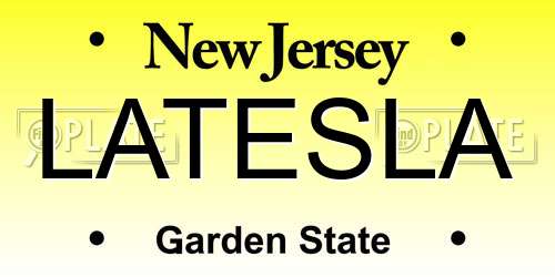 LATESLA New Jersey License Plate