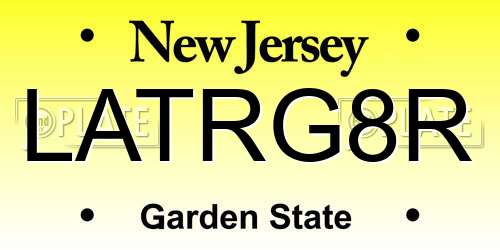 LATRG8R New Jersey License Plate