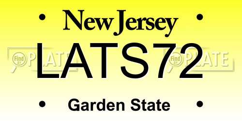 LATS72 New Jersey License Plate