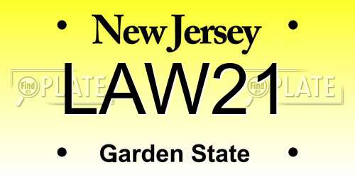 LAW21 New Jersey License Plate