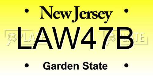 LAW47B New Jersey License Plate
