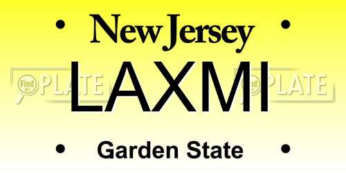 LAXMI New Jersey License Plate