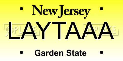 LAYTAAA New Jersey License Plate