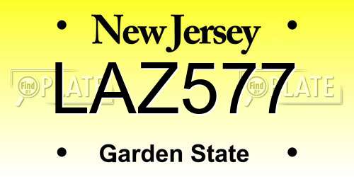 LAZ577 New Jersey License Plate