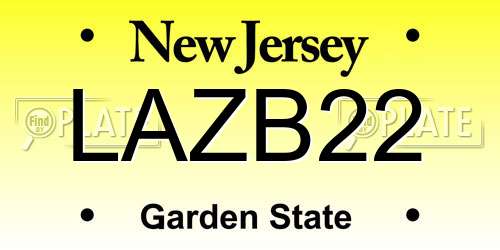 LAZB22 New Jersey License Plate