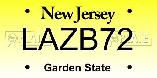 LAZB72 New Jersey License Plate