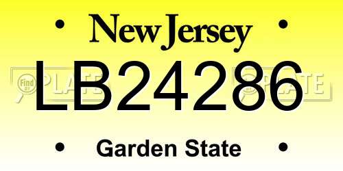 LB24286 New Jersey License Plate