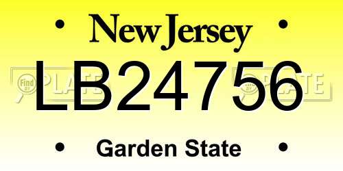 LB24756 New Jersey License Plate