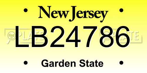 LB24786 New Jersey License Plate