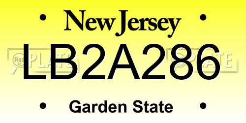 LB2A286 New Jersey License Plate