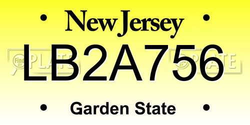 LB2A756 New Jersey License Plate
