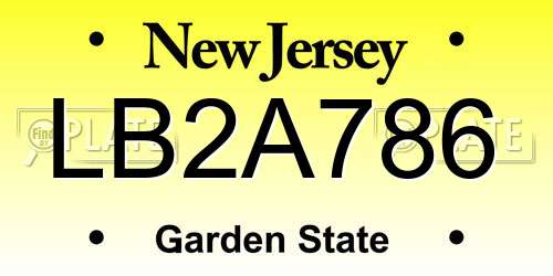 LB2A786 New Jersey License Plate