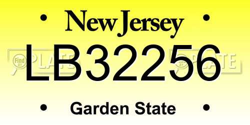 LB32256 New Jersey License Plate