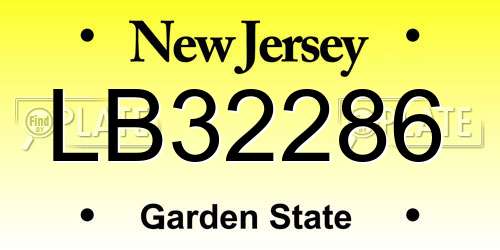 LB32286 New Jersey License Plate