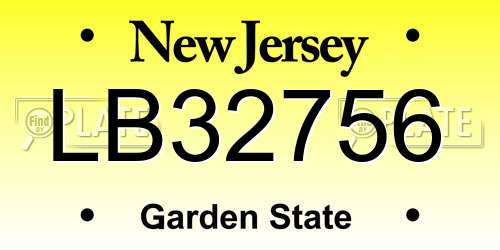 LB32756 New Jersey License Plate