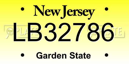 LB32786 New Jersey License Plate