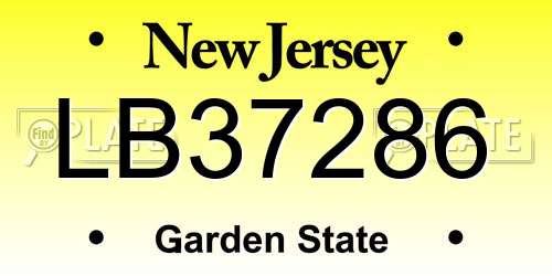 LB37286 New Jersey License Plate