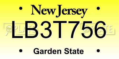 LB3T756 New Jersey License Plate