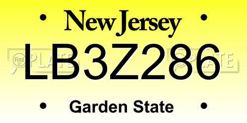 LB3Z286 New Jersey License Plate