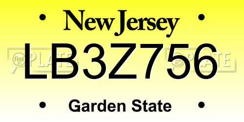 LB3Z756 New Jersey License Plate