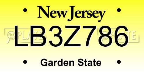 LB3Z786 New Jersey License Plate