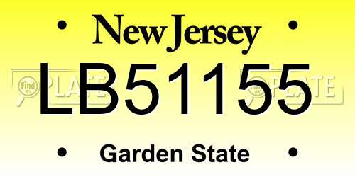 LB51155 New Jersey License Plate