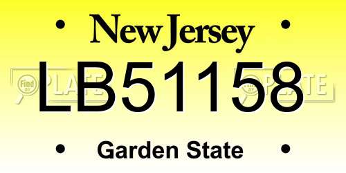 LB51158 New Jersey License Plate