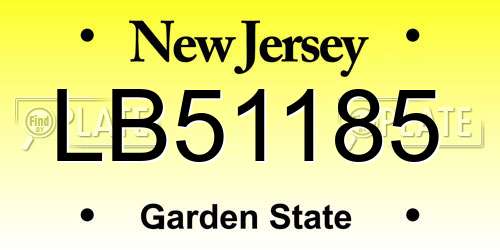 LB51185 New Jersey License Plate