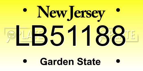 LB51188 New Jersey License Plate