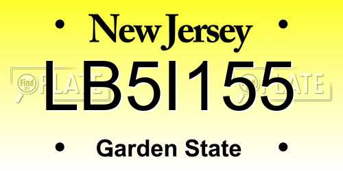 LB5I155 New Jersey License Plate