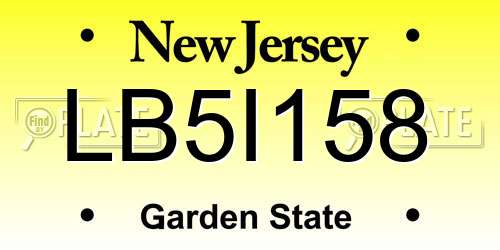 LB5I158 New Jersey License Plate