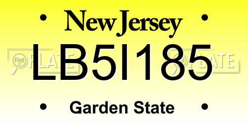 LB5I185 New Jersey License Plate