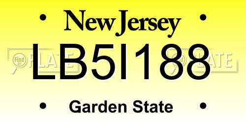 LB5I188 New Jersey License Plate