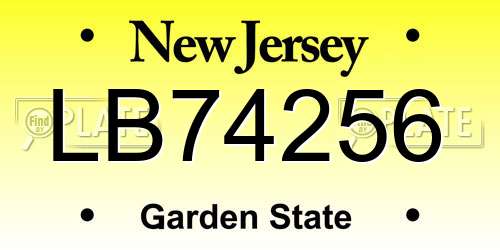 LB74256 New Jersey License Plate
