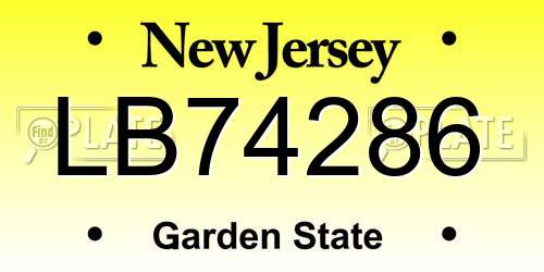 LB74286 New Jersey License Plate