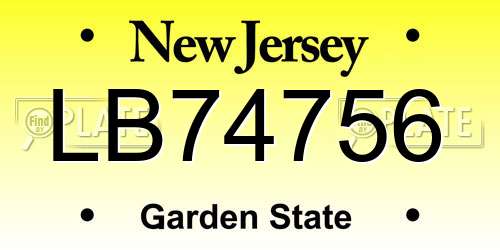 LB74756 New Jersey License Plate