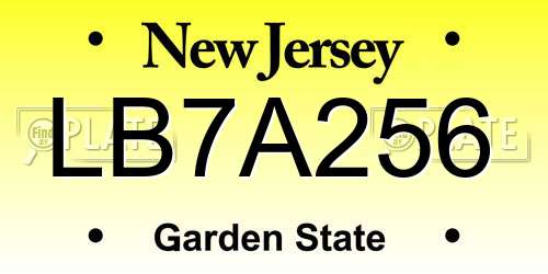 LB7A256 New Jersey License Plate