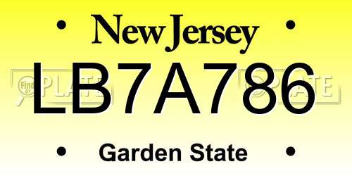 LB7A786 New Jersey License Plate