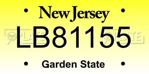 LB81155 New Jersey License Plate